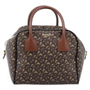 BURBERRY Monogram Cube Hand Bag PVC Brown Gold Auth 202676-2
