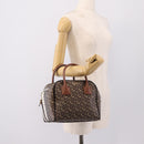 BURBERRY Monogram Cube Hand Bag PVC Brown Gold Auth 202676-21
