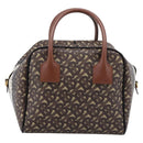 BURBERRY Monogram Cube Hand Bag PVC Brown Gold Auth 202676-3