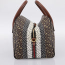 BURBERRY Monogram Cube Hand Bag PVC Brown Gold Auth 202676-4