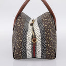 BURBERRY Monogram Cube Hand Bag PVC Brown Gold Auth 202676-5
