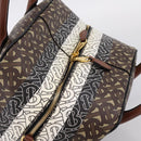 BURBERRY Monogram Cube Hand Bag PVC Brown Gold Auth 202676-6