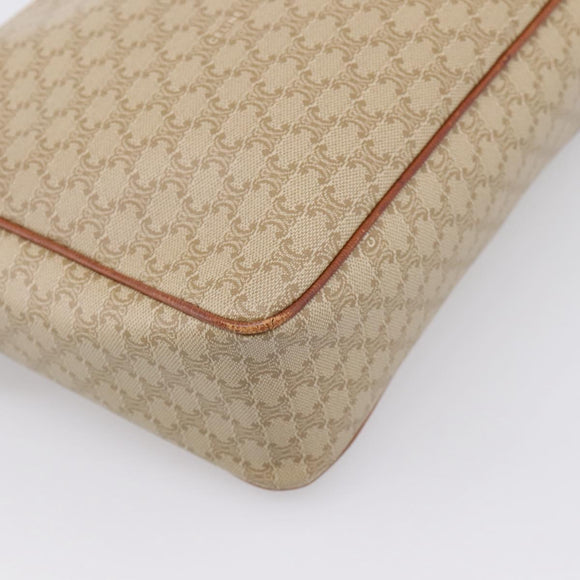 CELINE Macadam Canvas Shoulder Bag PVC Beige Gold Auth 202679