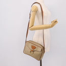 CELINE Macadam Canvas Shoulder Bag PVC Beige Gold Auth 202679-23