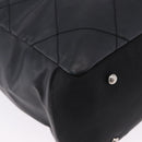 CHANEL Paris Biarritz Hand Bag PVC Canvas Black Silver CC Auth 202681V-12