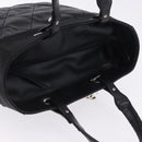 CHANEL Paris Biarritz Hand Bag PVC Canvas Black Silver CC Auth 202681V-6