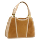 FENDI Hand Bag Leather Gold Auth 202684A-1