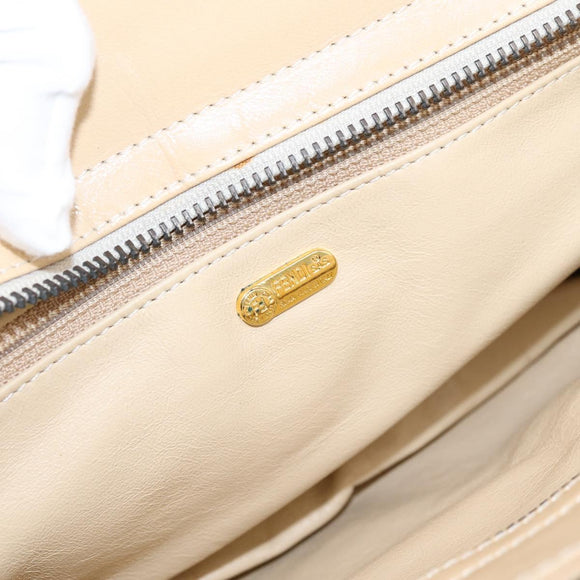 FENDI Hand Bag Leather Gold Auth 202684A