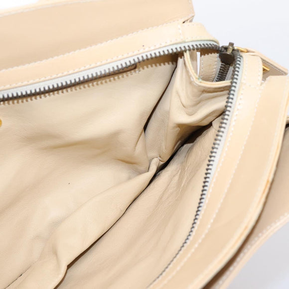 FENDI Hand Bag Leather Gold Auth 202684A