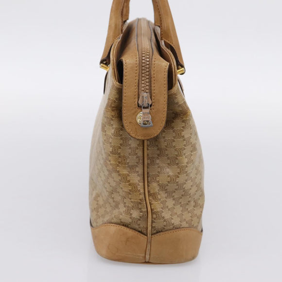 CELINE Macadam Canvas Hand Bag PVC Beige Gold Auth 202687