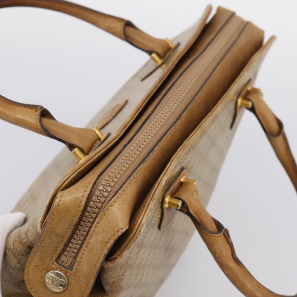 CELINE Macadam Canvas Hand Bag PVC Beige Gold Auth 202687