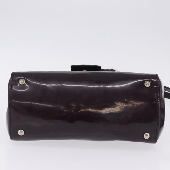FENDI Silvana Shoulder Bag Patent Leather 2way Purple Silver Auth 202690A