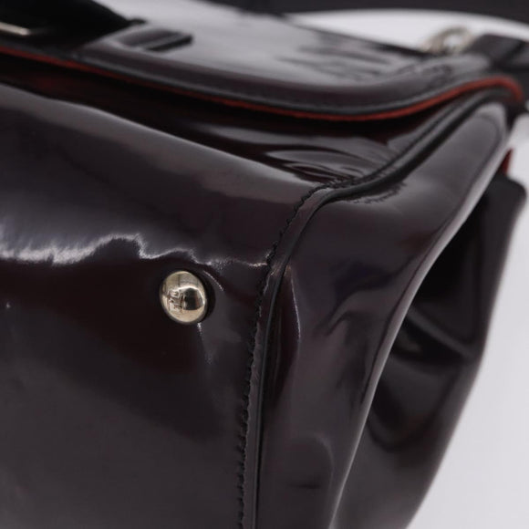 FENDI Silvana Shoulder Bag Patent Leather 2way Purple Silver Auth 202690A