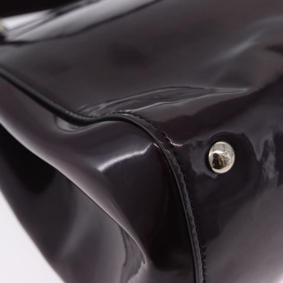 FENDI Silvana Shoulder Bag Patent Leather 2way Purple Silver Auth 202690A