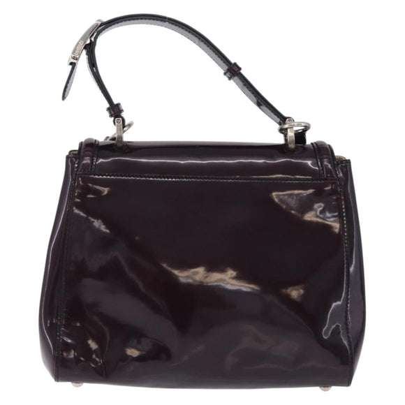 FENDI Silvana Shoulder Bag Patent Leather 2way Purple Silver Auth 202690A