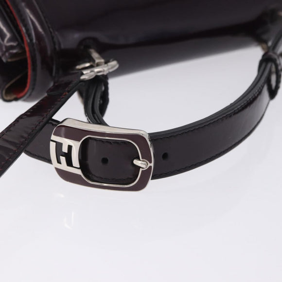 FENDI Silvana Shoulder Bag Patent Leather 2way Purple Silver Auth 202690A