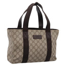 GUCCI GG Supreme Tote Bag PVC Beige Silver 141976 Auth 202691-1