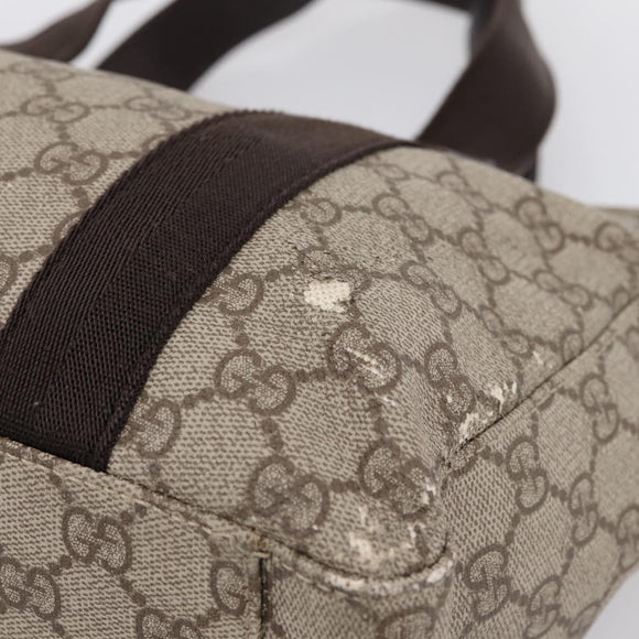 GUCCI GG Supreme Tote Bag PVC Beige Silver 141976 Auth 202691