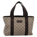 GUCCI GG Supreme Tote Bag PVC Beige Silver 141976 Auth 202691-2