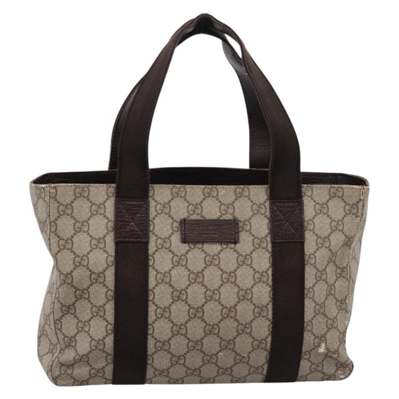 GUCCI GG Supreme Tote Bag PVC Beige Silver 141976 Auth 202691