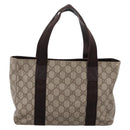 GUCCI GG Supreme Tote Bag PVC Beige Silver 141976 Auth 202691-3