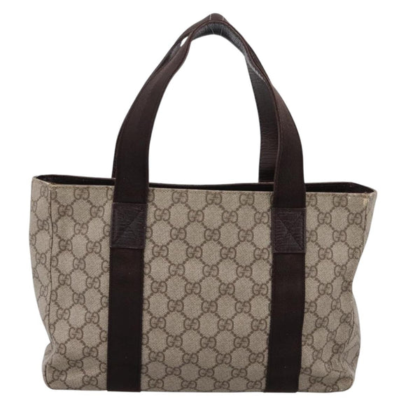 GUCCI GG Supreme Tote Bag PVC Beige Silver 141976 Auth 202691