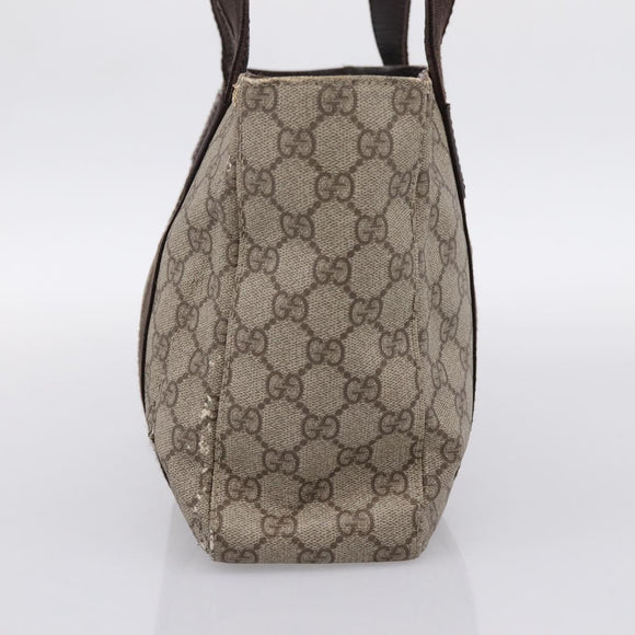 GUCCI GG Supreme Tote Bag PVC Beige Silver 141976 Auth 202691
