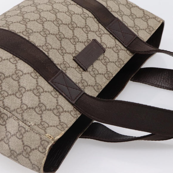 GUCCI GG Supreme Tote Bag PVC Beige Silver 141976 Auth 202691