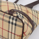 BURBERRY Nova Check Tote Bag PVC Beige Gold Auth 202693-10