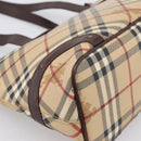 BURBERRY Nova Check Tote Bag PVC Beige Gold Auth 202693-13