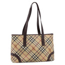 BURBERRY Nova Check Tote Bag PVC Beige Gold Auth 202693-2