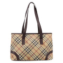 BURBERRY Nova Check Tote Bag PVC Beige Gold Auth 202693-3