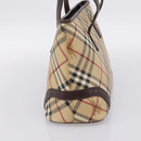 BURBERRY Nova Check Tote Bag PVC Beige Gold Auth 202693-5