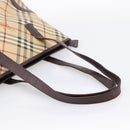 BURBERRY Nova Check Tote Bag PVC Beige Gold Auth 202693-7