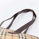 BURBERRY Nova Check Tote Bag PVC Beige Gold Auth 202693-8