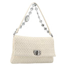 Miu Miu Matelasse Chain Shoulder Bag Leather 2way White Silver Auth 202695A-1