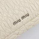 Miu Miu Matelasse Chain Shoulder Bag Leather 2way White Silver Auth 202695A-24