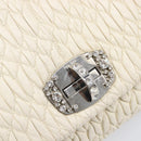 Miu Miu Matelasse Chain Shoulder Bag Leather 2way White Silver Auth 202695A-25