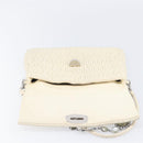 Miu Miu Matelasse Chain Shoulder Bag Leather 2way White Silver Auth 202695A-26