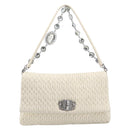 Miu Miu Matelasse Chain Shoulder Bag Leather 2way White Silver Auth 202695A-13