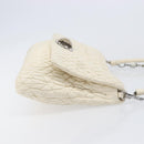 Miu Miu Matelasse Chain Shoulder Bag Leather 2way White Silver Auth 202695A-3
