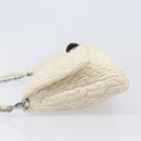 Miu Miu Matelasse Chain Shoulder Bag Leather 2way White Silver Auth 202695A-4
