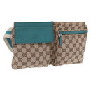 GUCCI GG Canvas Sherry Line Waist Bag Beige Silver 28566 Auth 202696A-1