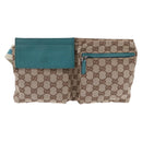 GUCCI GG Canvas Sherry Line Waist Bag Beige Silver 28566 Auth 202696A-2