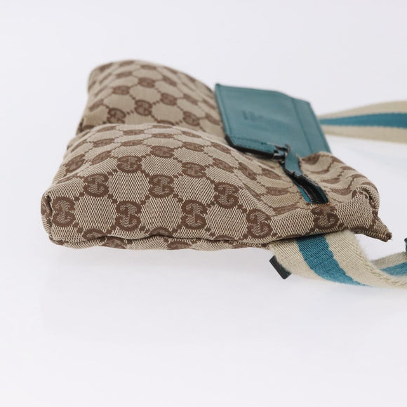GUCCI GG Canvas Sherry Line Waist Bag Beige Silver 28566 Auth 202696A