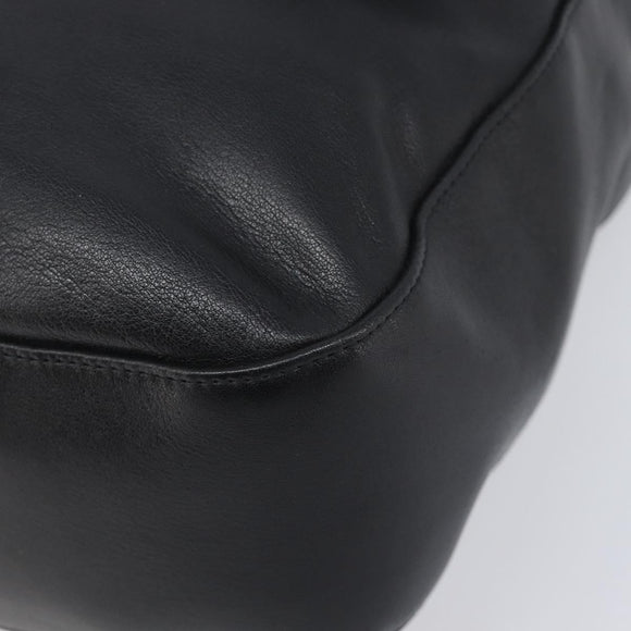 BALLY Shoulder Bag Leather Black Gold Auth 202700V
