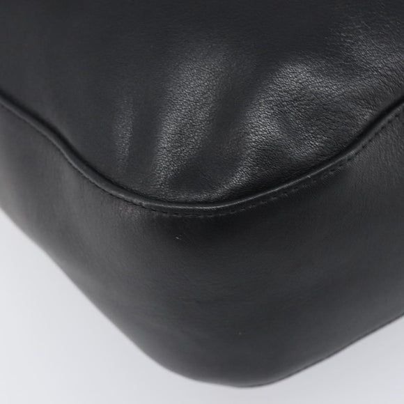 BALLY Shoulder Bag Leather Black Gold Auth 202700V