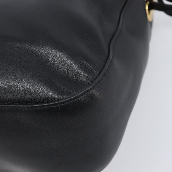 BALLY Shoulder Bag Leather Black Gold Auth 202700V