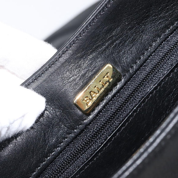 BALLY Shoulder Bag Leather Black Gold Auth 202700V
