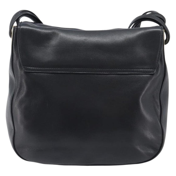 BALLY Shoulder Bag Leather Black Gold Auth 202700V